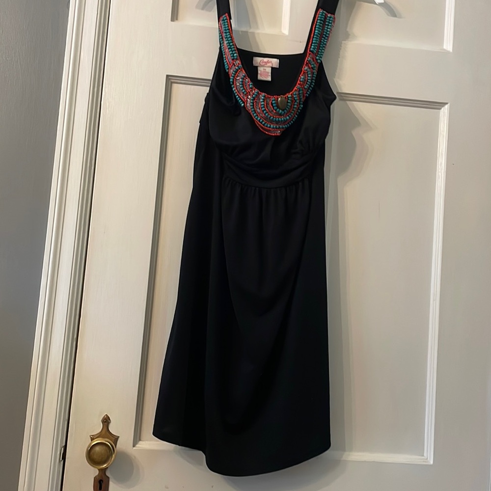 Beaded detail, black dress. Size medium